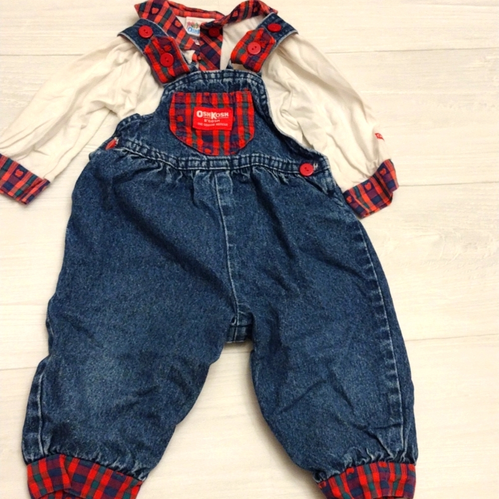 Vintage Oshkosh's b'gosh overalls with matching shirt 12M